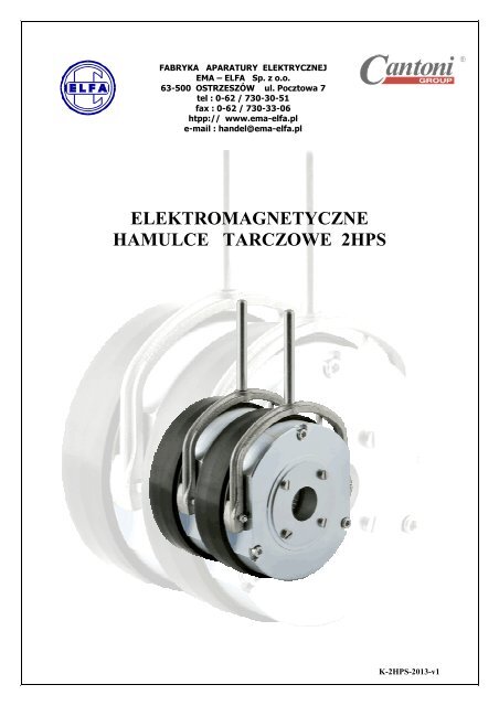 elektromagnetyczne hamulce tarczowe 2hps - Cantoni Group