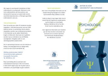 Psychologie - Anton de Kom University of Suriname