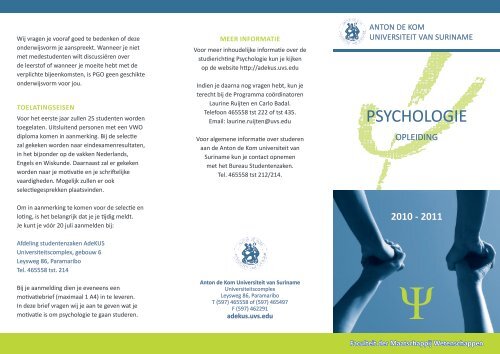 Psychologie - Anton de Kom University of Suriname