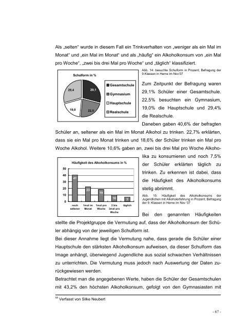 Trinkverhalten von Jugendlichen - Stadt Herne