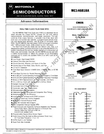 Motorola MC146818A Real-Time Clock - Atari Documentation Archive