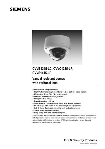 Camera supraveghere dome antivandal Siemens CVVS1415LP
