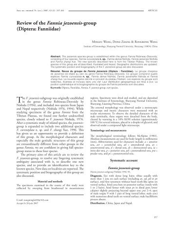 Review of the Fannia jezoensis-group - Laboratoire de Zoologie