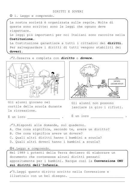 Diritti E Doveri 1 Leggo E Comprendo La La Teca Didattica