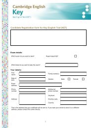 Registration Form Cambridge ESOL Exams KET