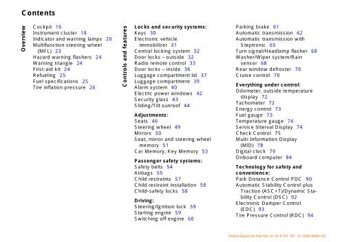 Owner's Manual for the vehicle. With a quick reference ... - E38.org