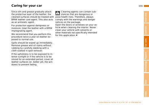 Owner's Manual for the vehicle. With a quick reference ... - E38.org