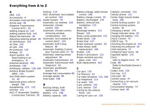 Owner's Manual for the vehicle. With a quick reference ... - E38.org