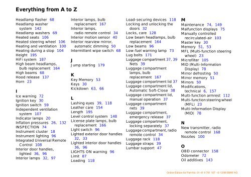 Owner's Manual for the vehicle. With a quick reference ... - E38.org