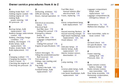 Owner's Manual for the vehicle. With a quick reference ... - E38.org