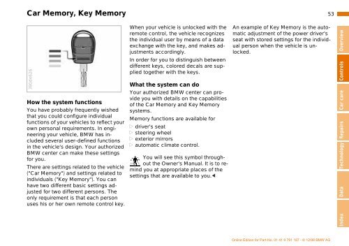 Owner's Manual for the vehicle. With a quick reference ... - E38.org