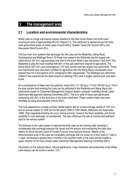 13.2 The Wallis Lake Estuary Management Committee - Great Lakes ...