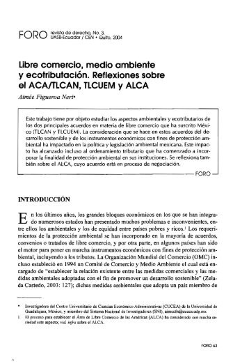 Libre comercio, medio ambiente y ecotributación. Reflexiones sobre ...
