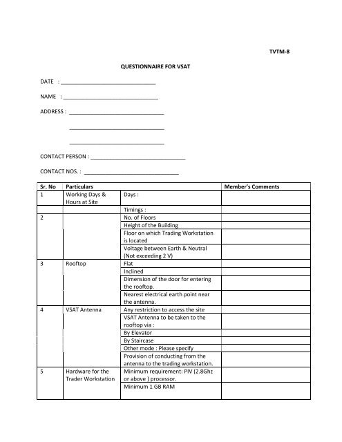 Validation Checklist for Application of New VSAT Equipment - MCX