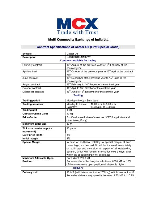 Multi Commodity Exchange of India Ltd. - MCX