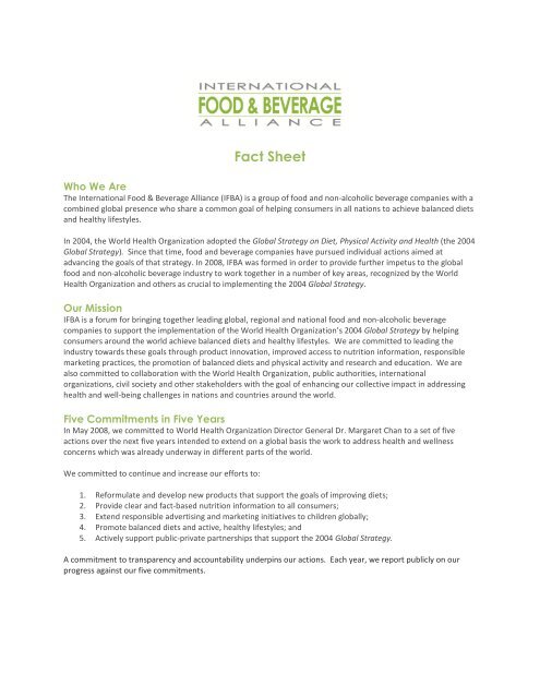 Fact Sheet International Food And Beverage Alliance