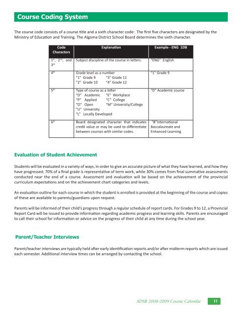 2008 09 Calendar.indd - Algoma District School Board