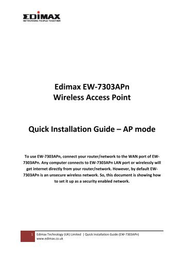 How to setup Ew-7303APn in AP mode? - Edimax