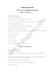 M.B.A Finance International marketing Question paper