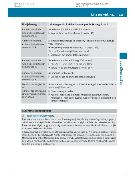 Mercedes-Benz Sprinter kezelÃ©si ÃºtmutatÃ³ letÃ¶ltÃ©se (PDF)