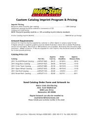 Custom Catalog Imprint Program & Pricing - Motor State Distributing