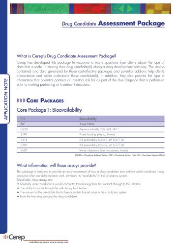 Drug Candidate Assessment Package - Cerep