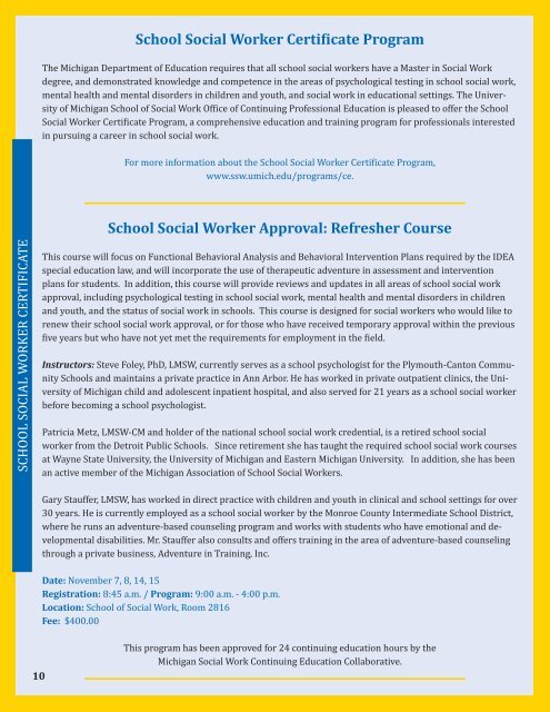 Fall 2009 - University of Michigan School of Social Work