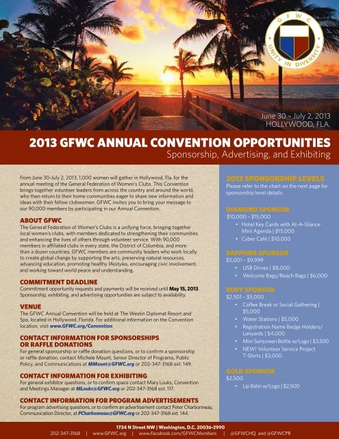 2013 GFWC AnnuAl Convention opportunities - General Federation ...