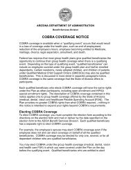 COBRA COVERAGE NOTICE - Benefitoptions.az.gov