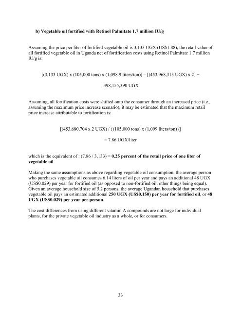 Fortification of Vegetable oil and Sugar with Vitamin A in Uganda