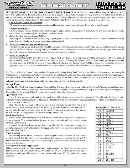 1/10 Comp Crawler Race Roller Manual - Team Losi Racing