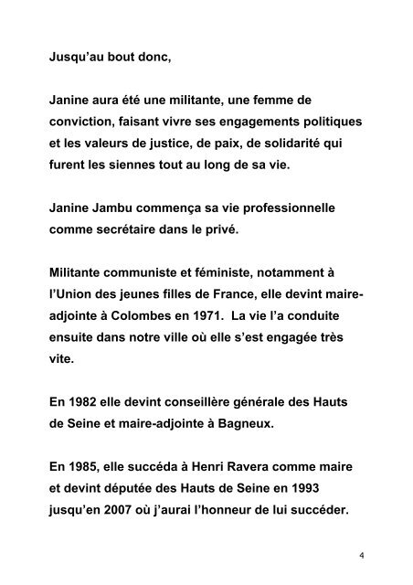 Discours de Marie-Helene Amiable aux obseques de ... - Bagneux