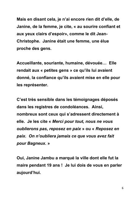 Discours de Marie-Helene Amiable aux obseques de ... - Bagneux