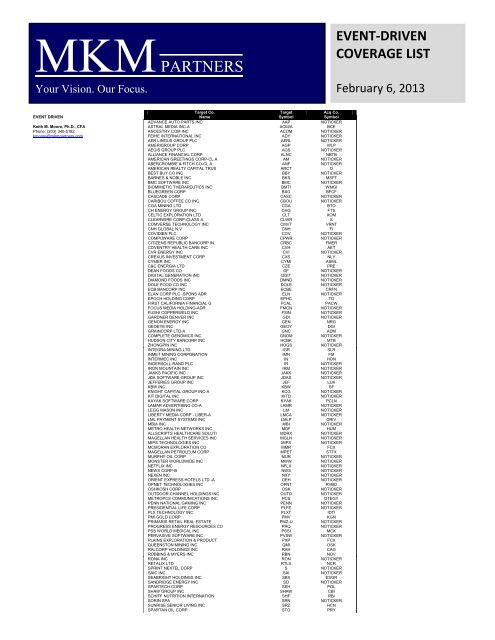 event-driven coverage list - MKM Partners