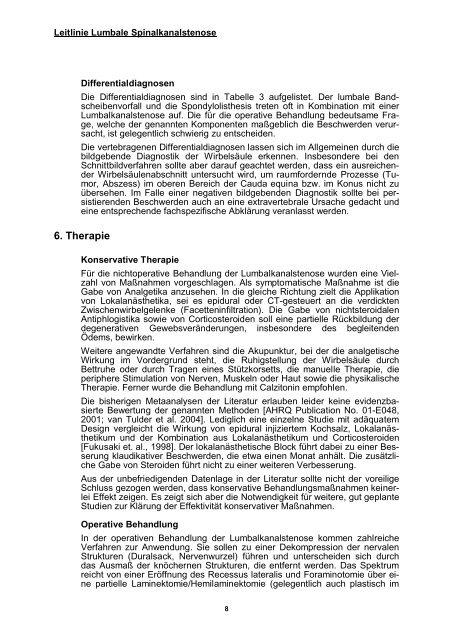 Leitlinie Lumbale Spinalkanalstenose - Klinikum Fulda