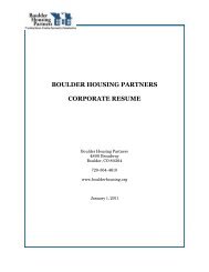 BOULDER HOUSING PARTNERS CORPORATE RESUME