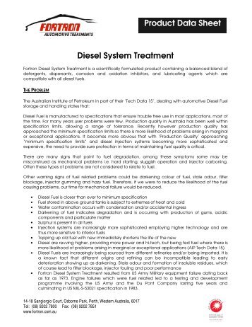 Diesel System Treatment Product Data Sheet - Fortron Automotive ...
