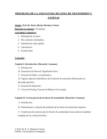 programa de la asignatura de linea de transmision y antenas