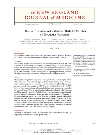 Effect of Treatment of Gestational Diabetes Mellitus on Pregnancy ...