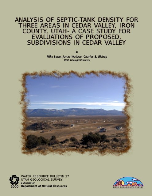 analysis of septic-tank density for three areas in cedar valley, iron ...