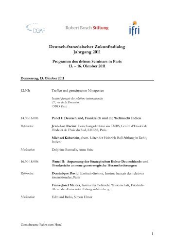 Seminarprogramm - Deutsch-FranzÃ¶sischer Zukunftsdialog