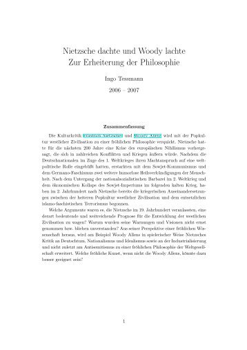 Nietzsche dachte und Woody lachte Zur Erheiterung der Philosophie