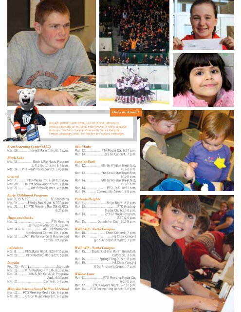 Activities Calendar - White Bear Lake Area Schools