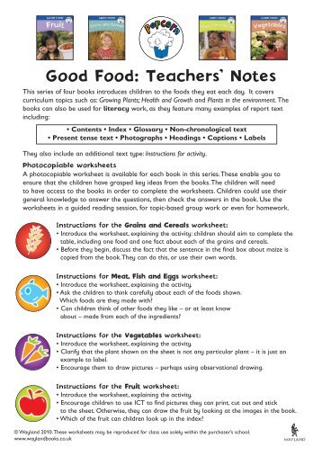 Good Food: Teachers' Notes - Scholastic