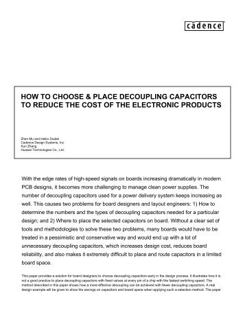 How to Choose and Place Decoupling Capacitors to Reduce the ...