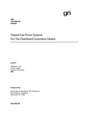 Natural Gas Power Systems For The Distributed Generation Market