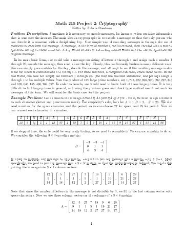 Math 215 Project 2: Cryptography