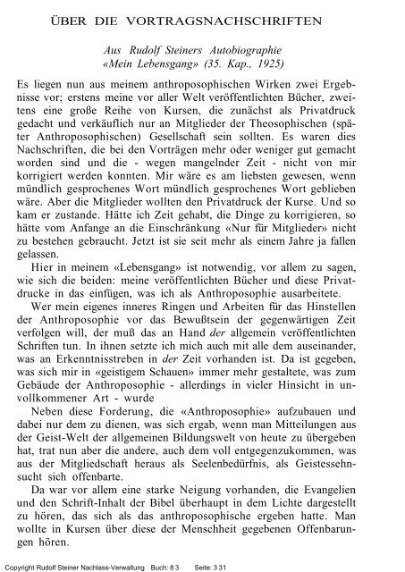 rudolf steiner gesamtausgabe vortrÃ¤ge - Freie Verwaltung des ...