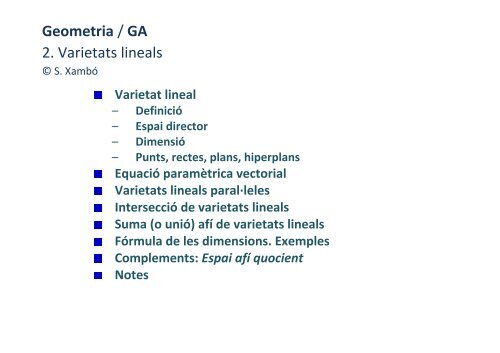Geometria / GA 2. Varietats lineals