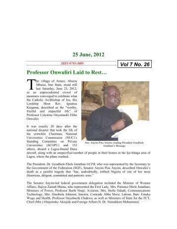 25th June 2012 - National Universities Commission